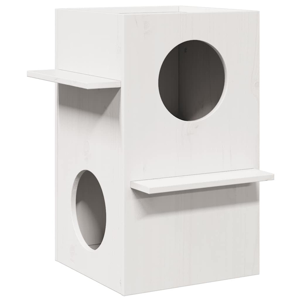 Maison pour chat blanc 43x43x60 cm bois de pin massif
