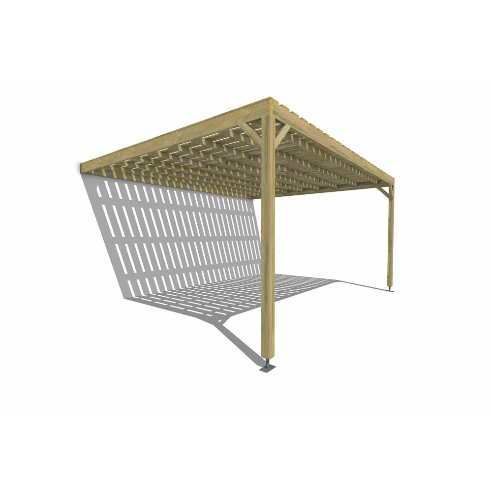 Pergola bois • 5m x 4m • adossée • sens largeur • platelage bois • livraison comprise