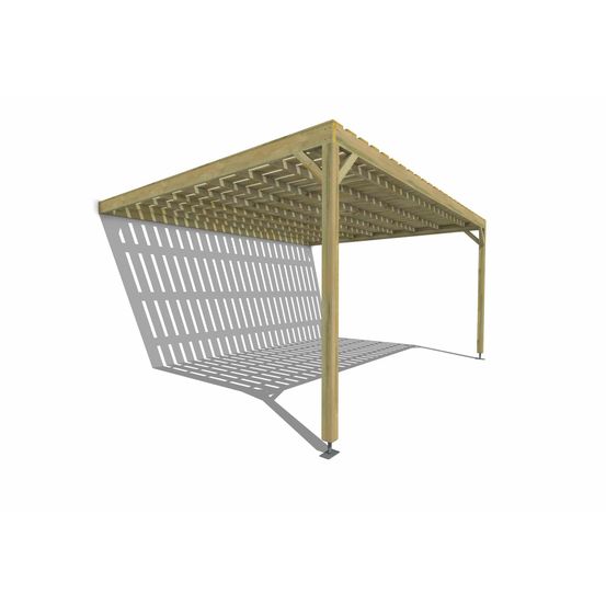 Pergola bois • 5m x 4m • adossée • sens largeur • platelage bois • livraison comprise