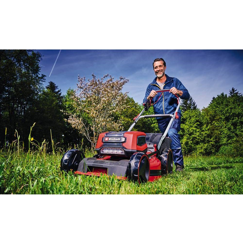 Tondeuse à Gazon Sans Fil Einhell 36V - Moteur Brushless - 52cm - 4 Batteries Incluses - Jusqu'à 1200m²