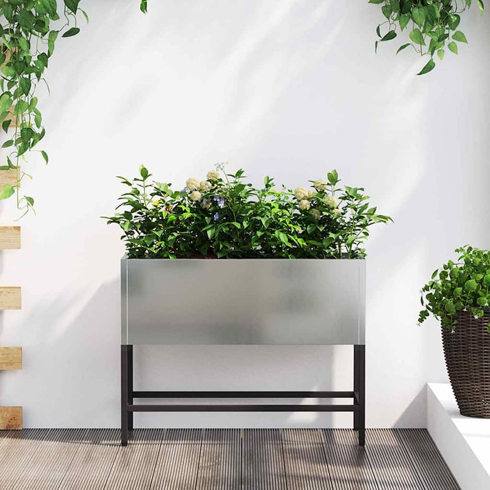 Potager surélevé acier galvanisé pour balcon 60x26x45 cm argent