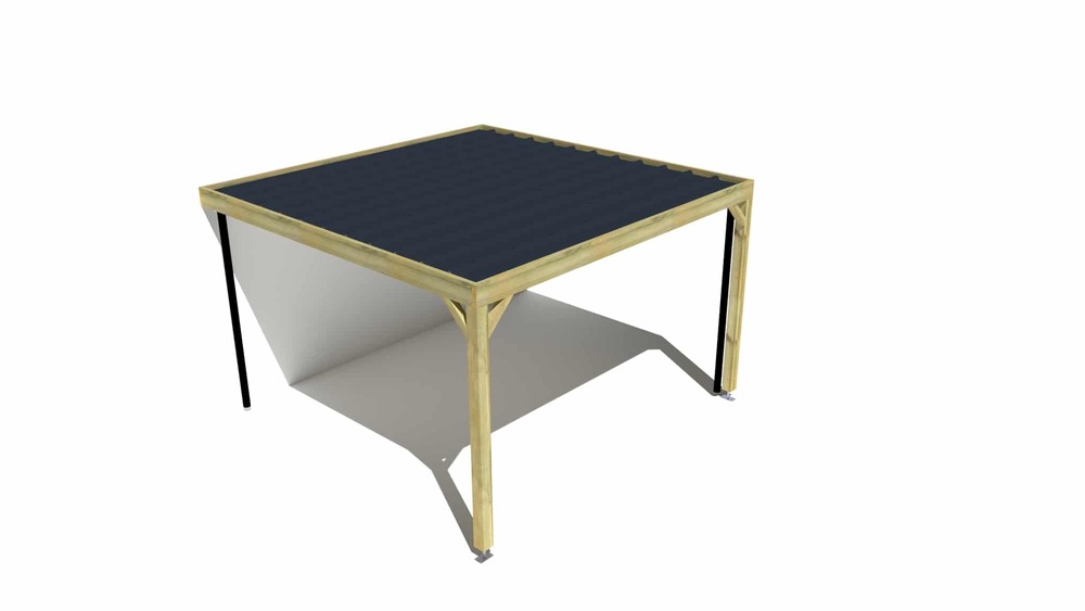 Carport bois • 4m x 4m • adossée • sens profondeur • livraison comprise