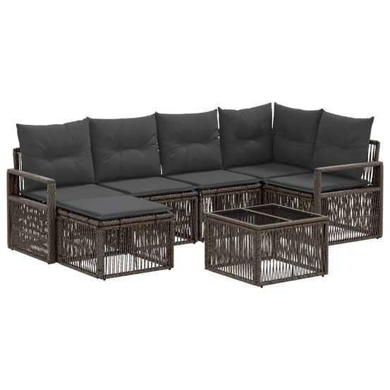 Ensemble de canapé de jardin 7 pc gris polyrotin