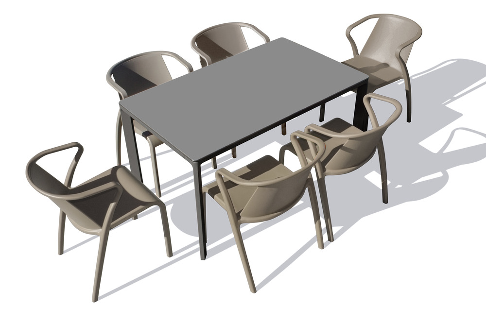 Ensemble repas meet 6 places en aluminium laqué anthracite