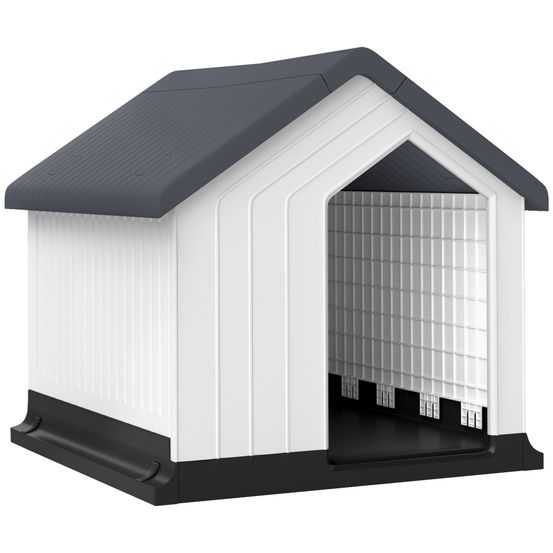 Niche petit chien en plastique 62 x 61 x 60 cm grise étanche avec fenêtre