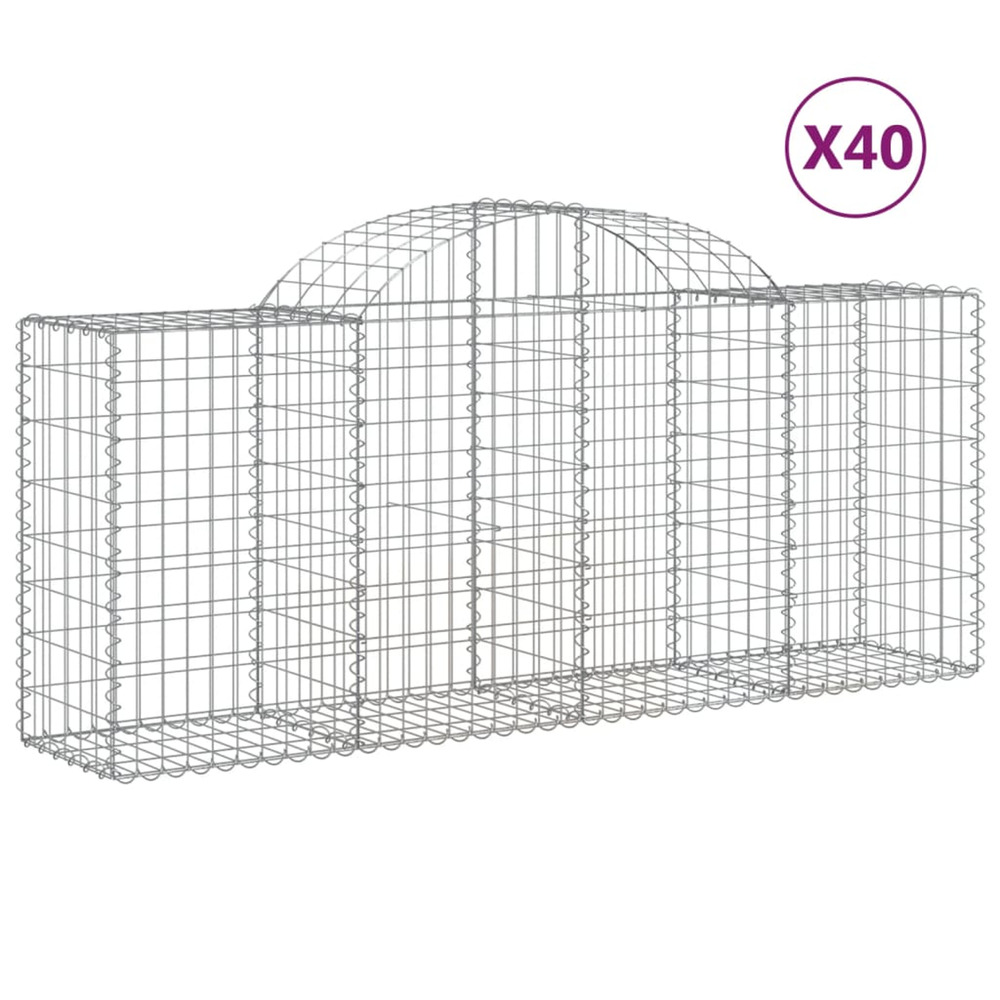 Paniers à gabions arqués 40 pcs 200x50x80/100 cm fer galvanisé