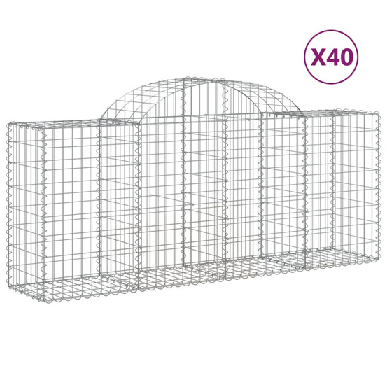 Paniers à gabions arqués 40 pcs 200x50x80/100 cm fer galvanisé