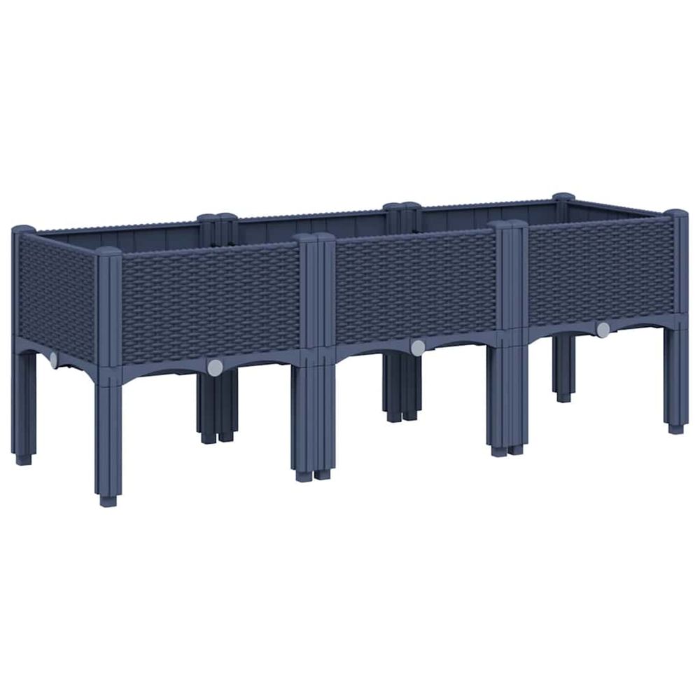 Jardinière d'extérieur avec pieds bleu gris 120x40x42 cm pp