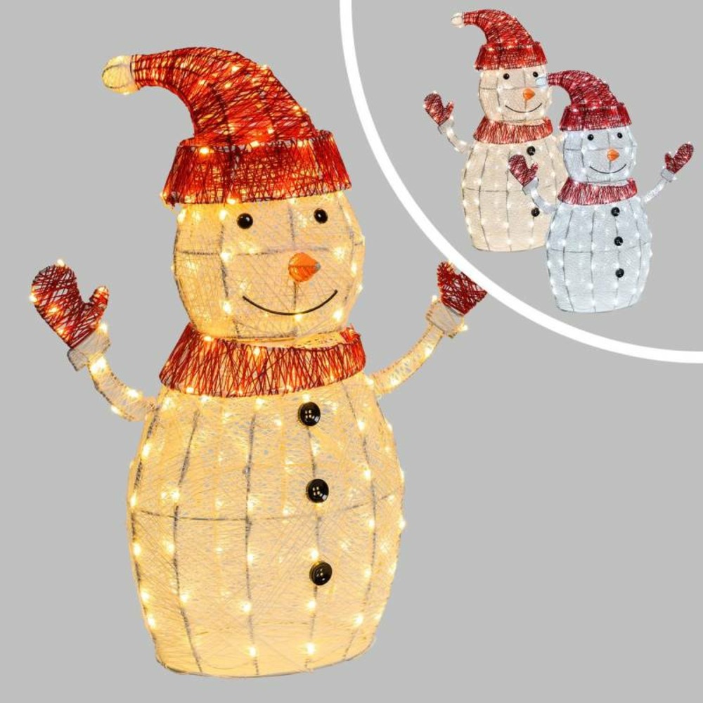 Bonhomme de neige lumineux 3d h75cm 190 dual led blanc chaud et froid lotti