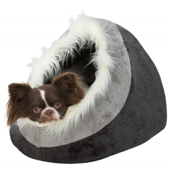 Abri minou pour chat, dimensions: 35 × 26 × 41 cm. Coloris: gris foncé/gris