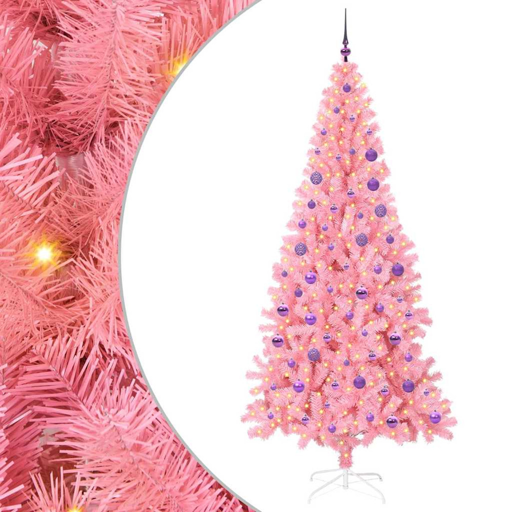 Sapin de noël avec 300 led avec support rose 180 cm pvc