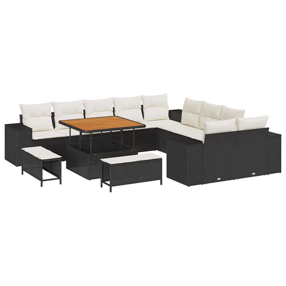 Ensemble de canapé de jardin 13 pc noir polyrotin