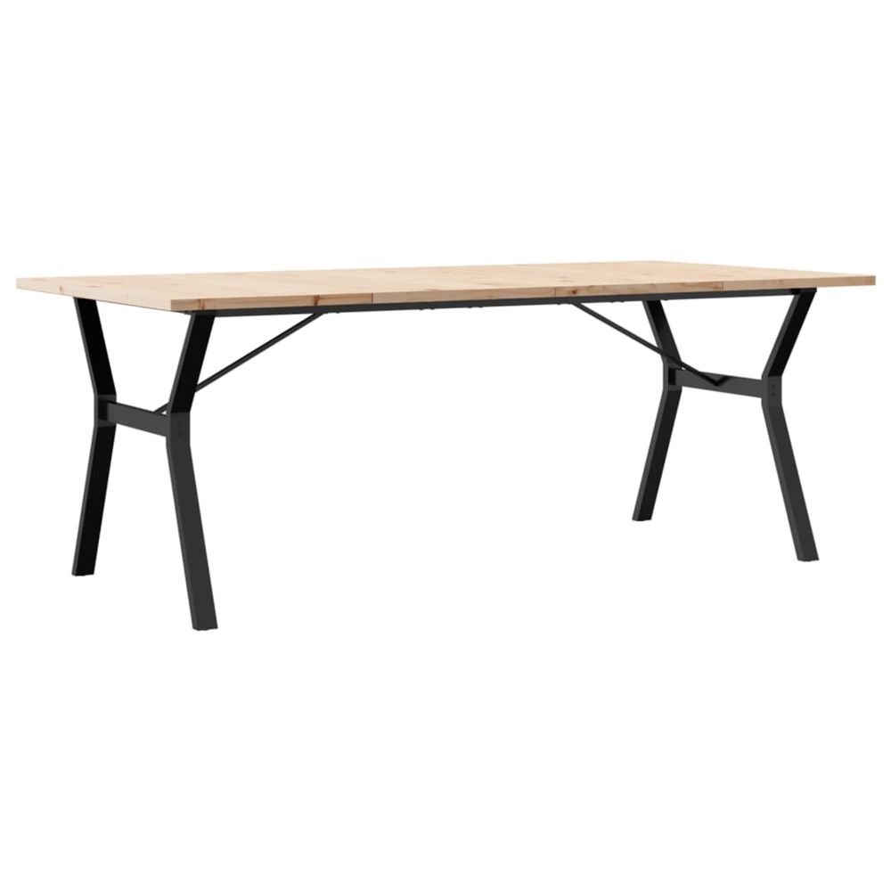 Table à manger cadre en y 200x100x75,5 cm bois pin massif acier