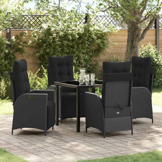 Ensemble de salle à manger pour jardin 5 pcs noir polyrotin