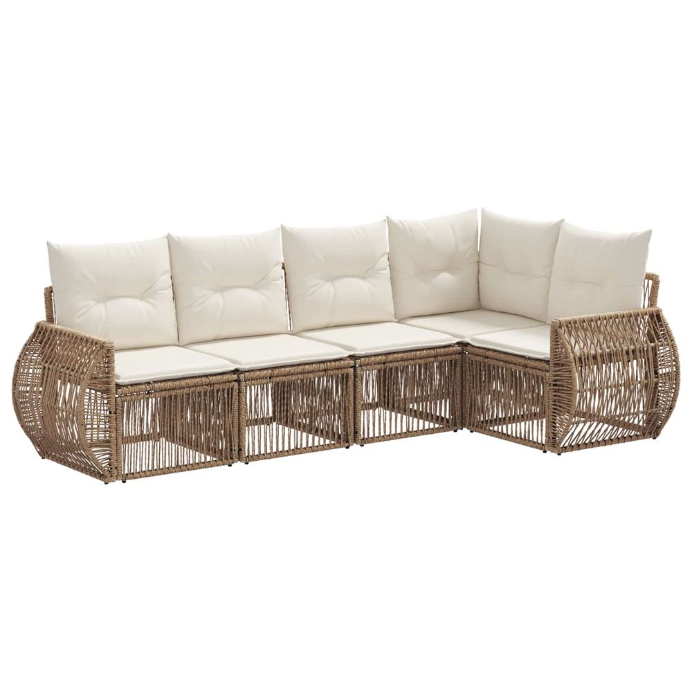 Ensemble de canapé de jardin 5 pc beige et blanc crème
