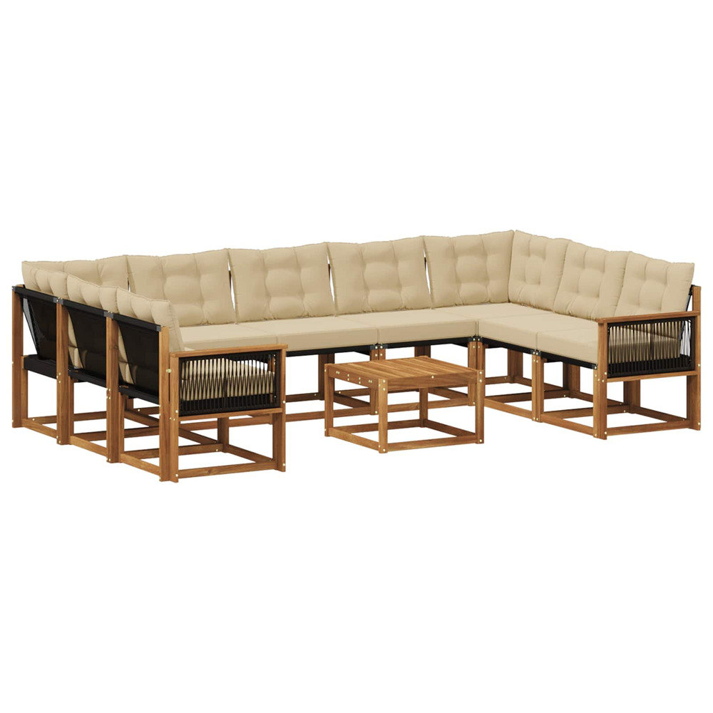 Ensemble de canapés d'extérieur 10 pcs naturel et beige