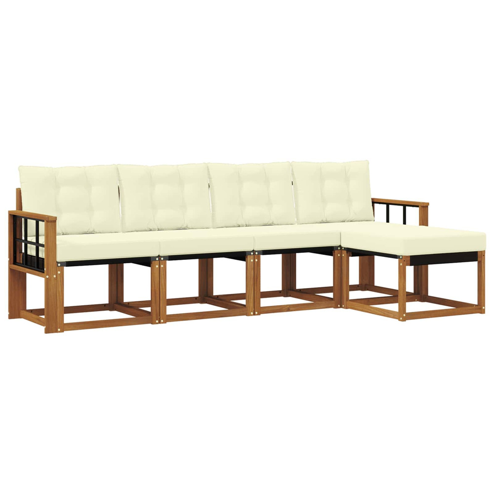 Ensemble de canapés d'extérieur 5 pcs naturel et crème