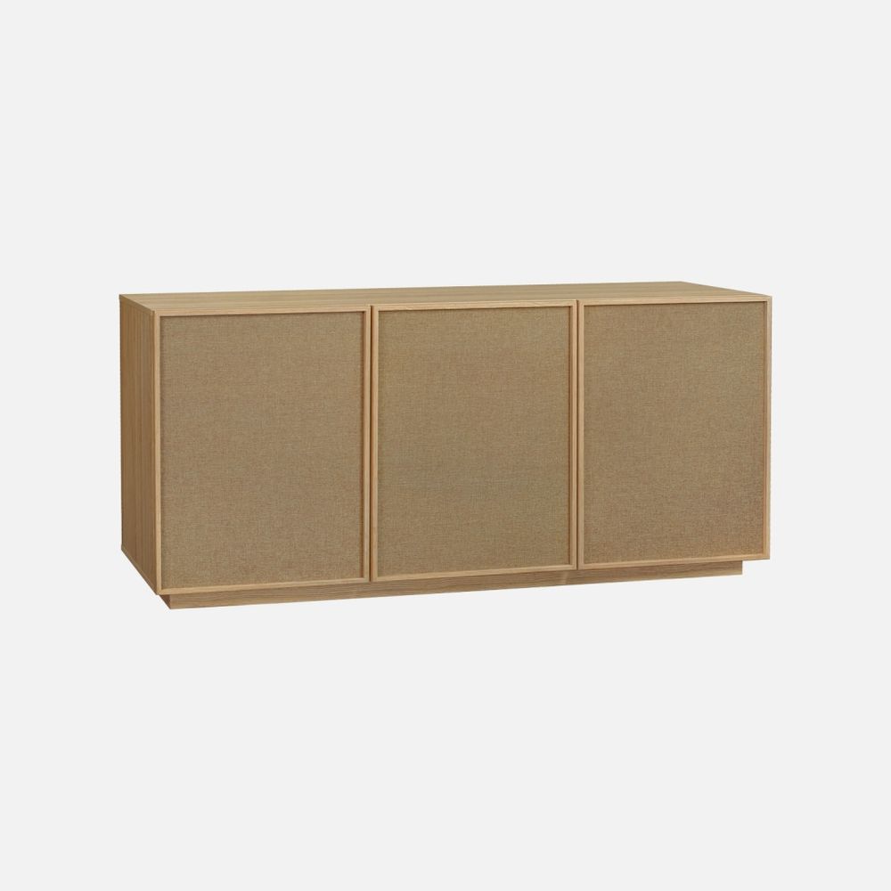 Buffet décor bois et tissu 3 portes 160cm - kuba