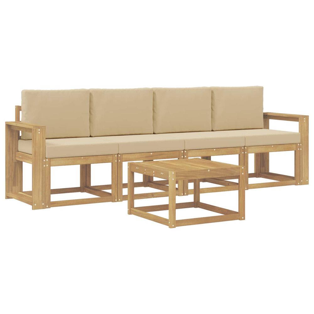 Ensemble de canapés d'extérieur 5 pc blanc et beige