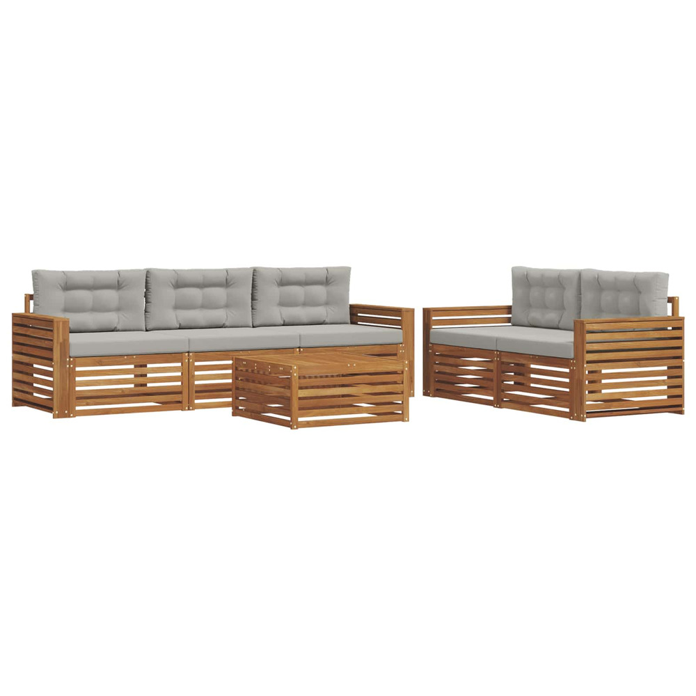 Ensemble de canapés d'extérieur 6 pcs gris naturel et clair