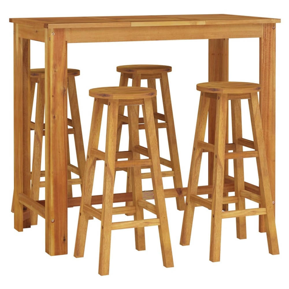 Ensemble de salle à manger de jardin meuble extérieur 5 pièces bois d'acacia solide