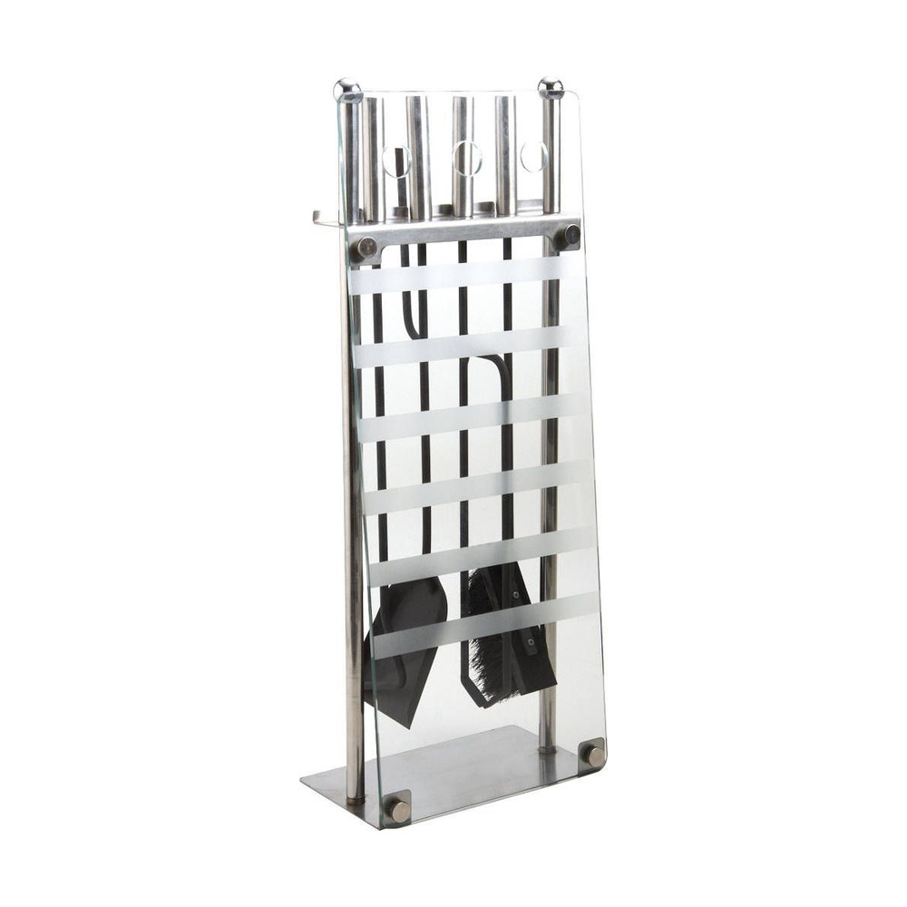 Valet de cheminée moderne métal et verre