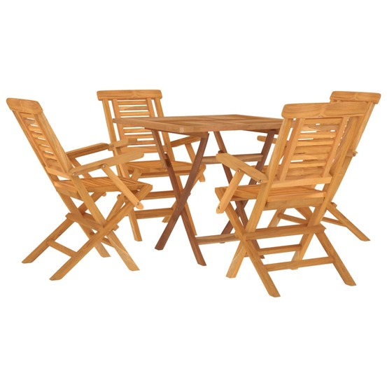 Ensemble à dîner salon de jardin meuble d'extérieur 5 pièces bois de teck massif