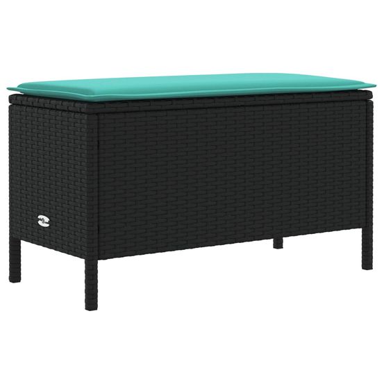Pouf de jardin noir et turquoise 80 x 38 x 42 cm rotin pe