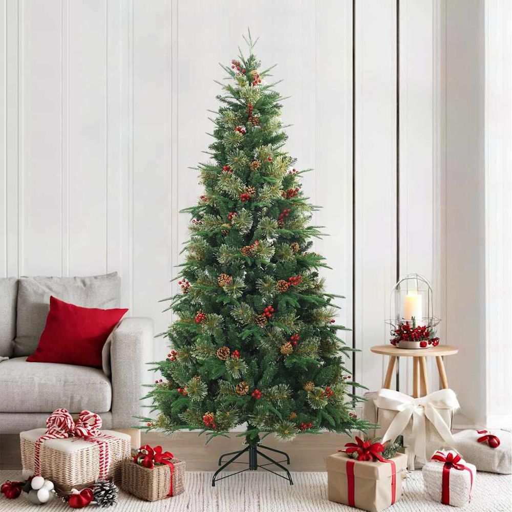Grand sapin de noël artificiel décoré pvc pour salon jardin vert 210 cm