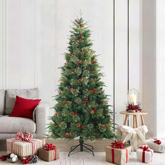 Grand sapin de noël artificiel décoré pvc pour salon jardin vert 210 cm