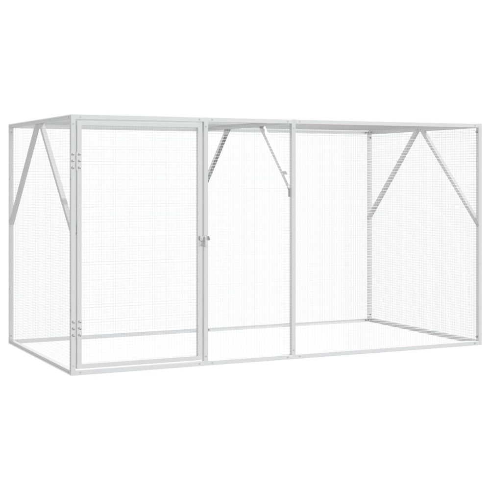 Cage pour oiseaux argenté 208 x 102 x 108 cm