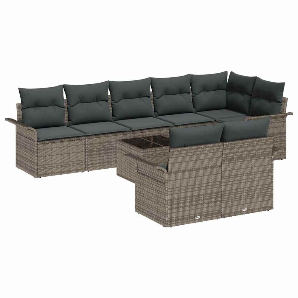 Ensemble de canapé de jardin 9 pc gris polyrotin