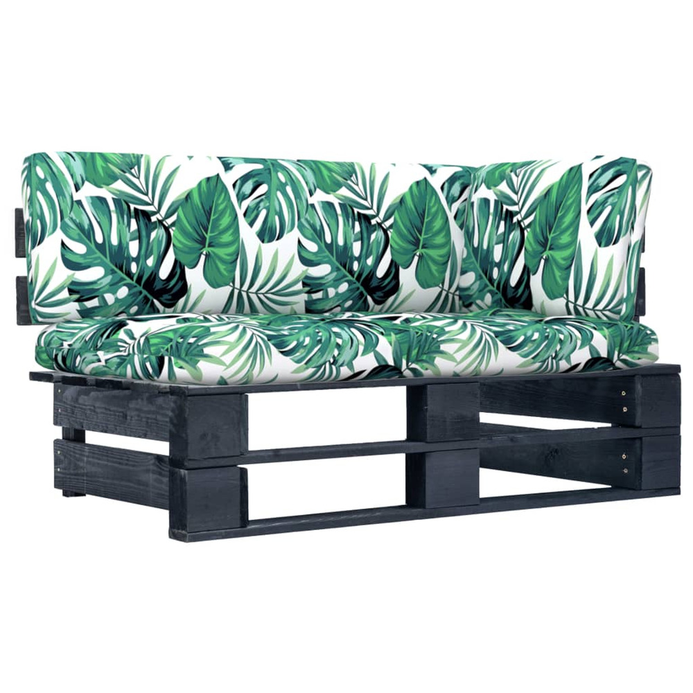 Canapé d'angle palette de jardin noir bois de pin imprégné