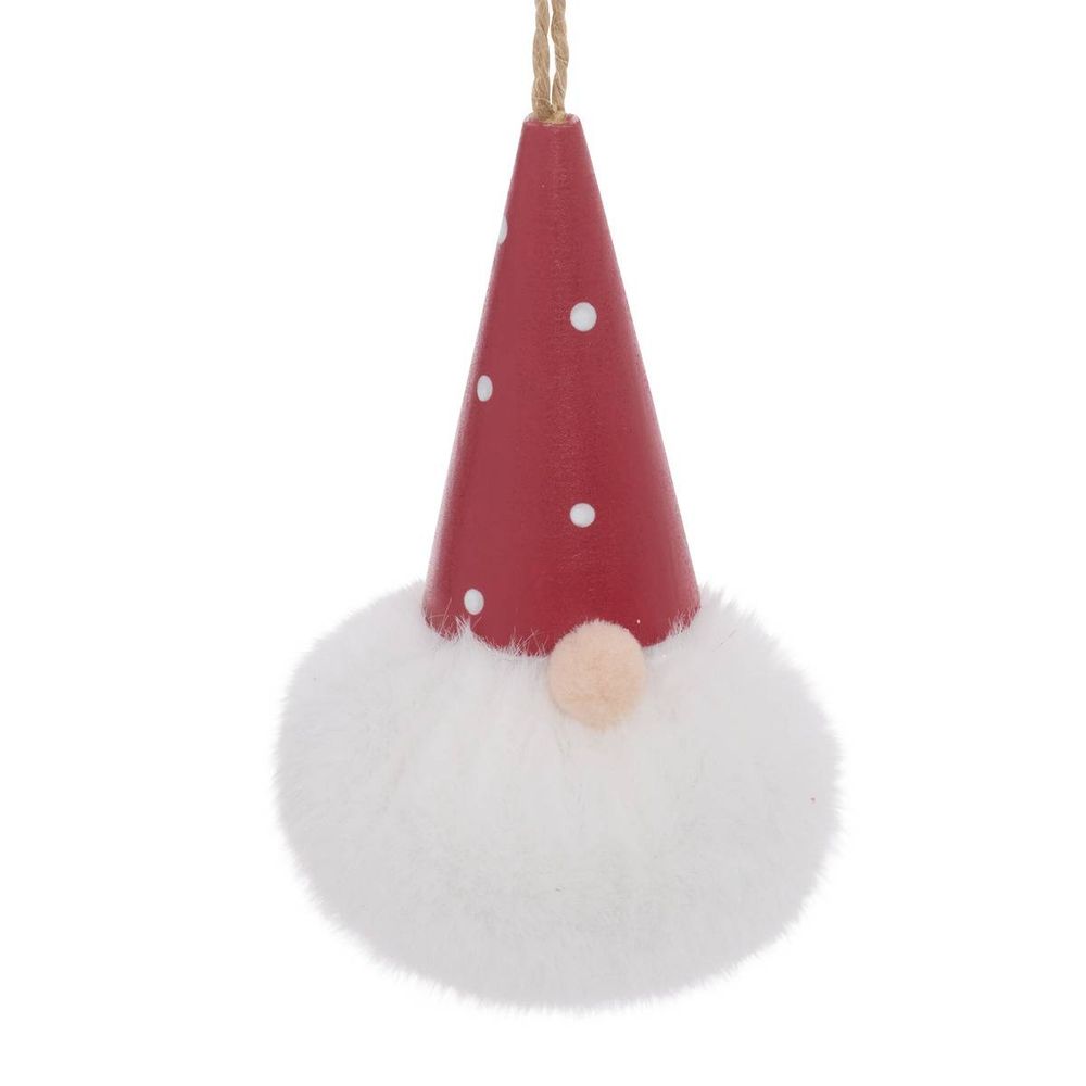 Suspension de sapin gnome en bois rouge et bleu 10 cm