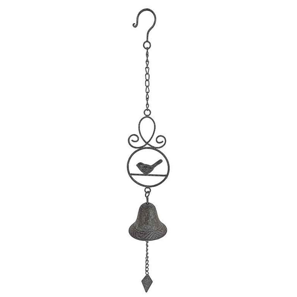 Cloche suspendre oiseaux fonte 10x10x74cm