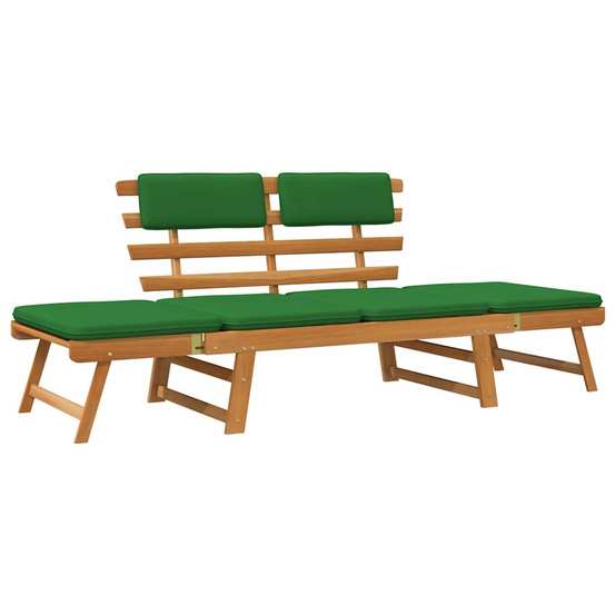 Banc de jardin avec coussins 2-en-1 190 cm bois solide d'acacia