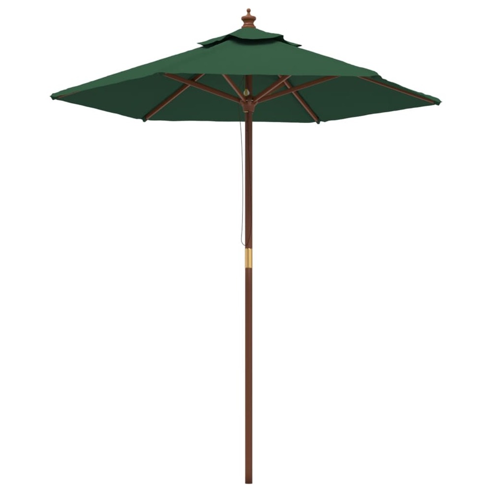 Parasol de jardin avec mât en bois vert 196x231 cm