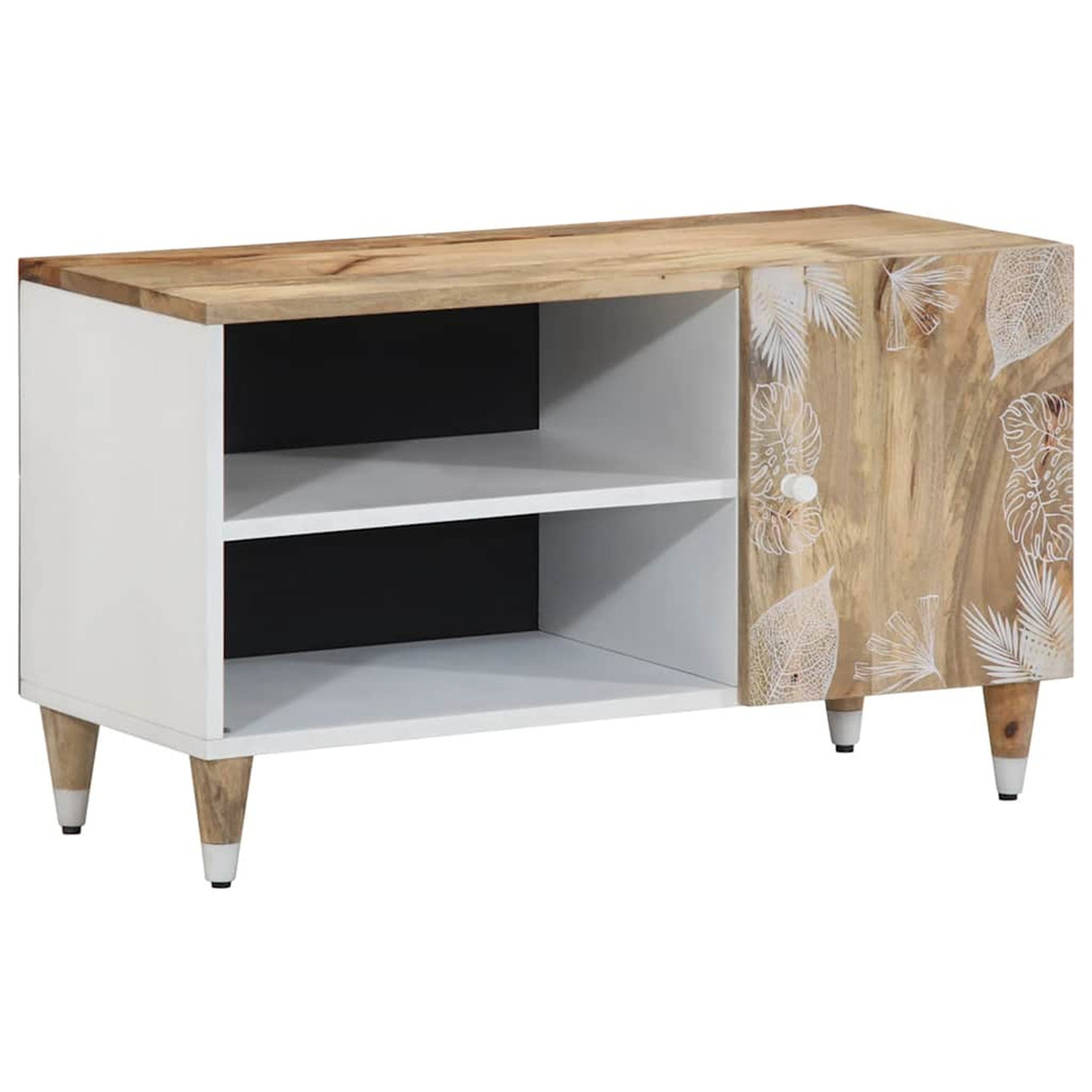 Meuble tv 80x31,5x46 cm bois massif de manguier