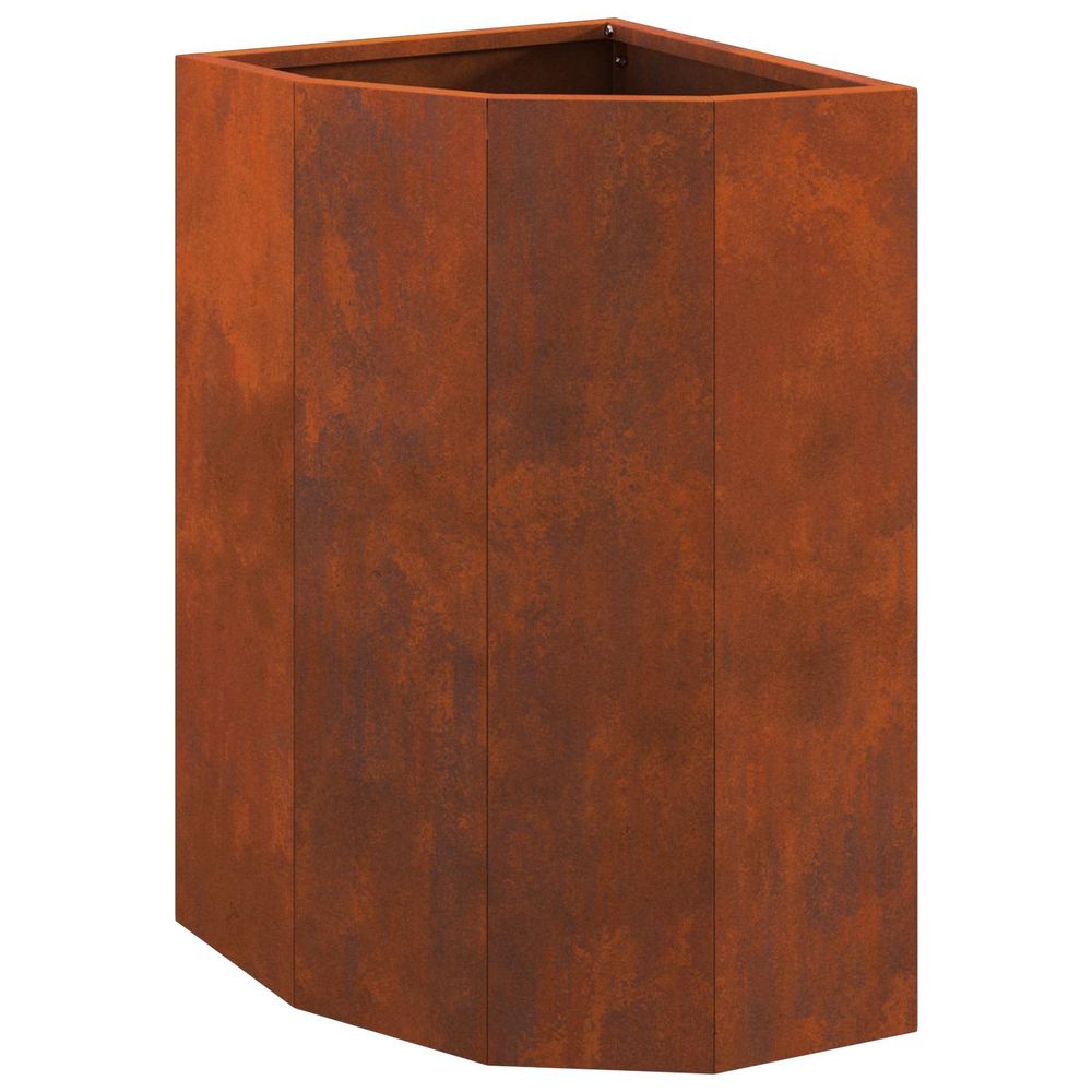 Jardinière d'extérieur d'angle rouillé 30 x 30 x 50 cm acier patiné
