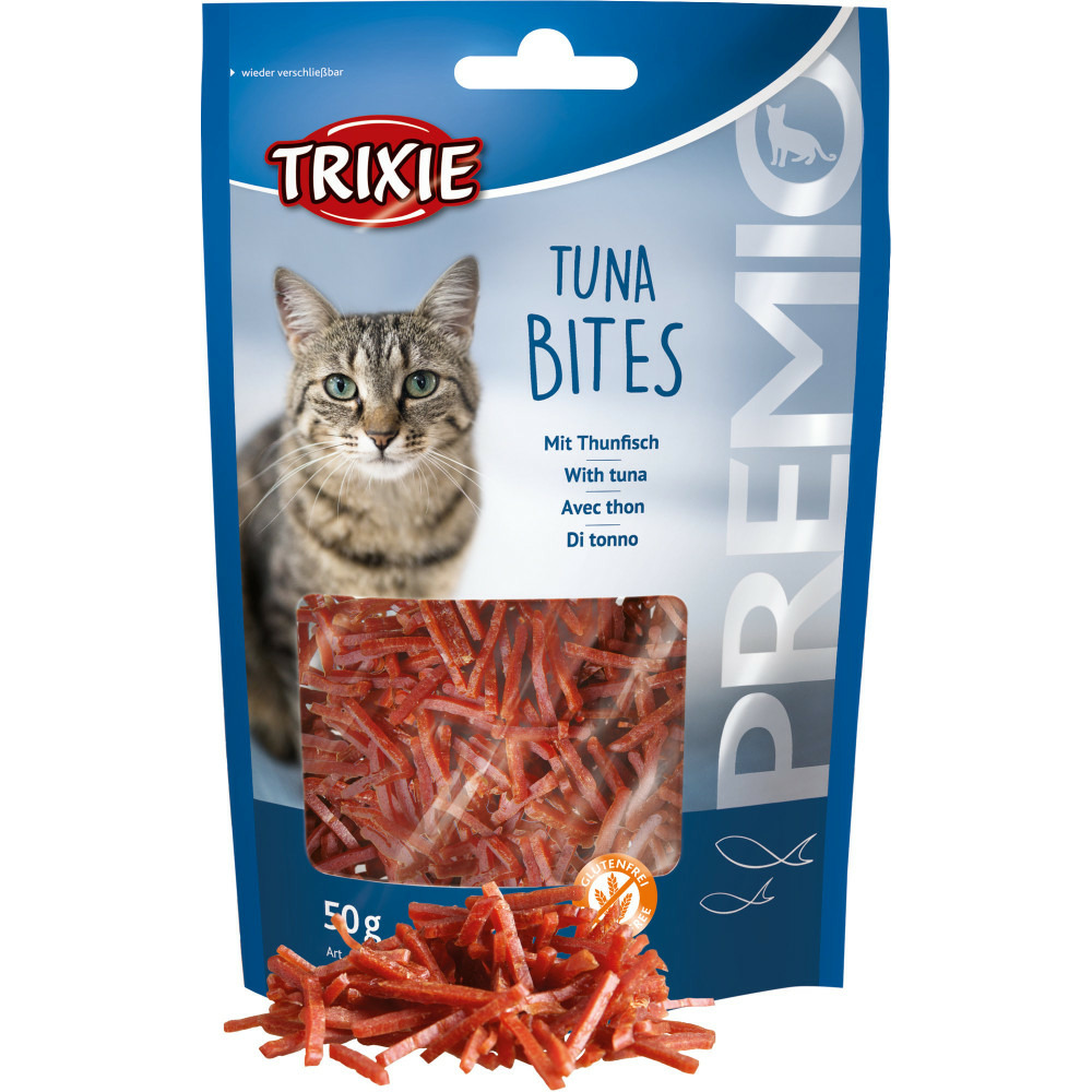 Friandise lamelles au thon et au poulet, 50 g pour chats.