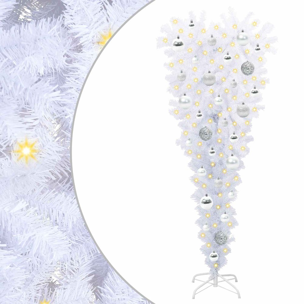 Sapin de noël artificiel avec 150 led blanc 120 cm pvc et acier