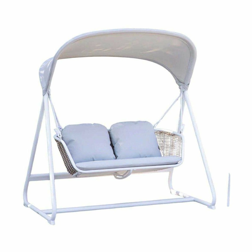 Balancelle de jardin en aluminium et résine tressée coral