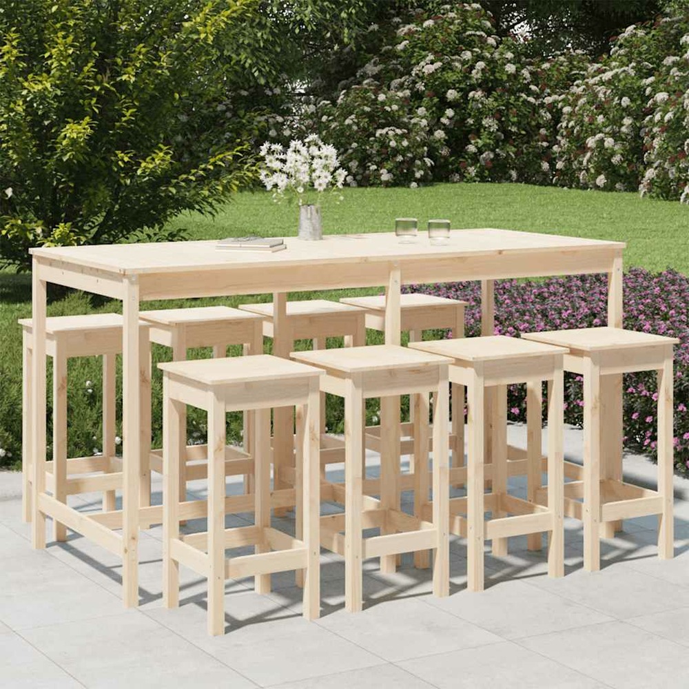 Ensemble de bar de jardin 9 pcs bois de pin massif