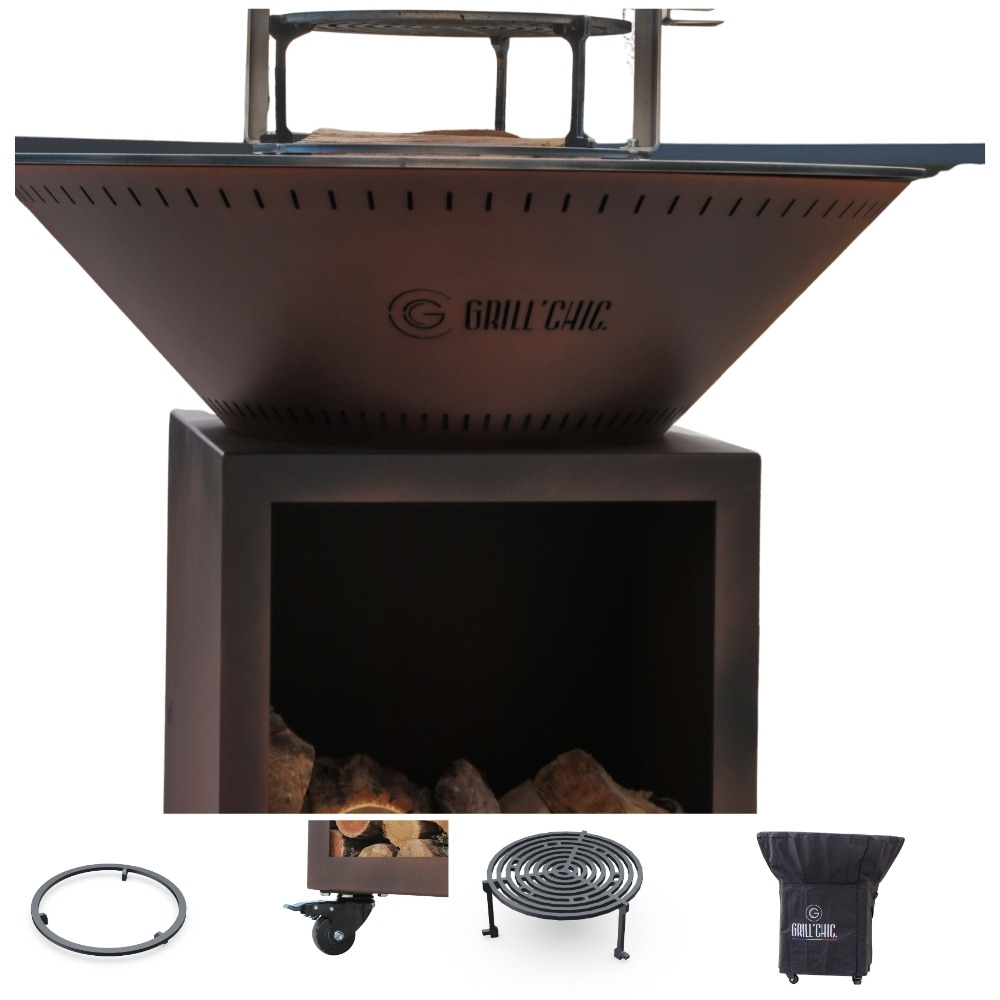 Pack privilege brasero classique acier 103 imitation corten double cuve