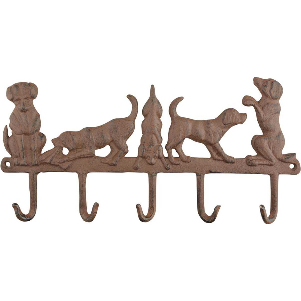 Patère 5 crochets en fonte chiens