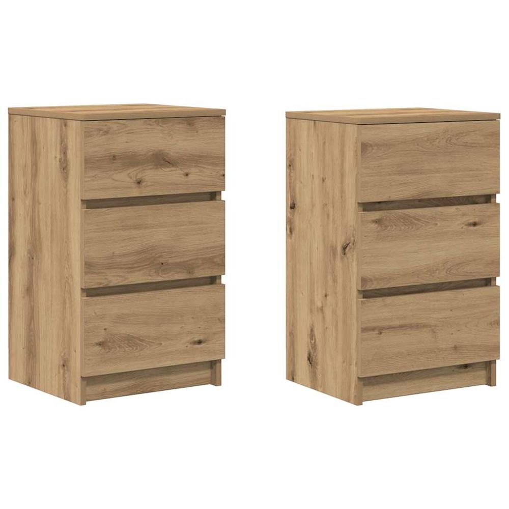 Tables de chevet 3 tiroirs 2 pcs chêne artisanal 39x35x65 cm