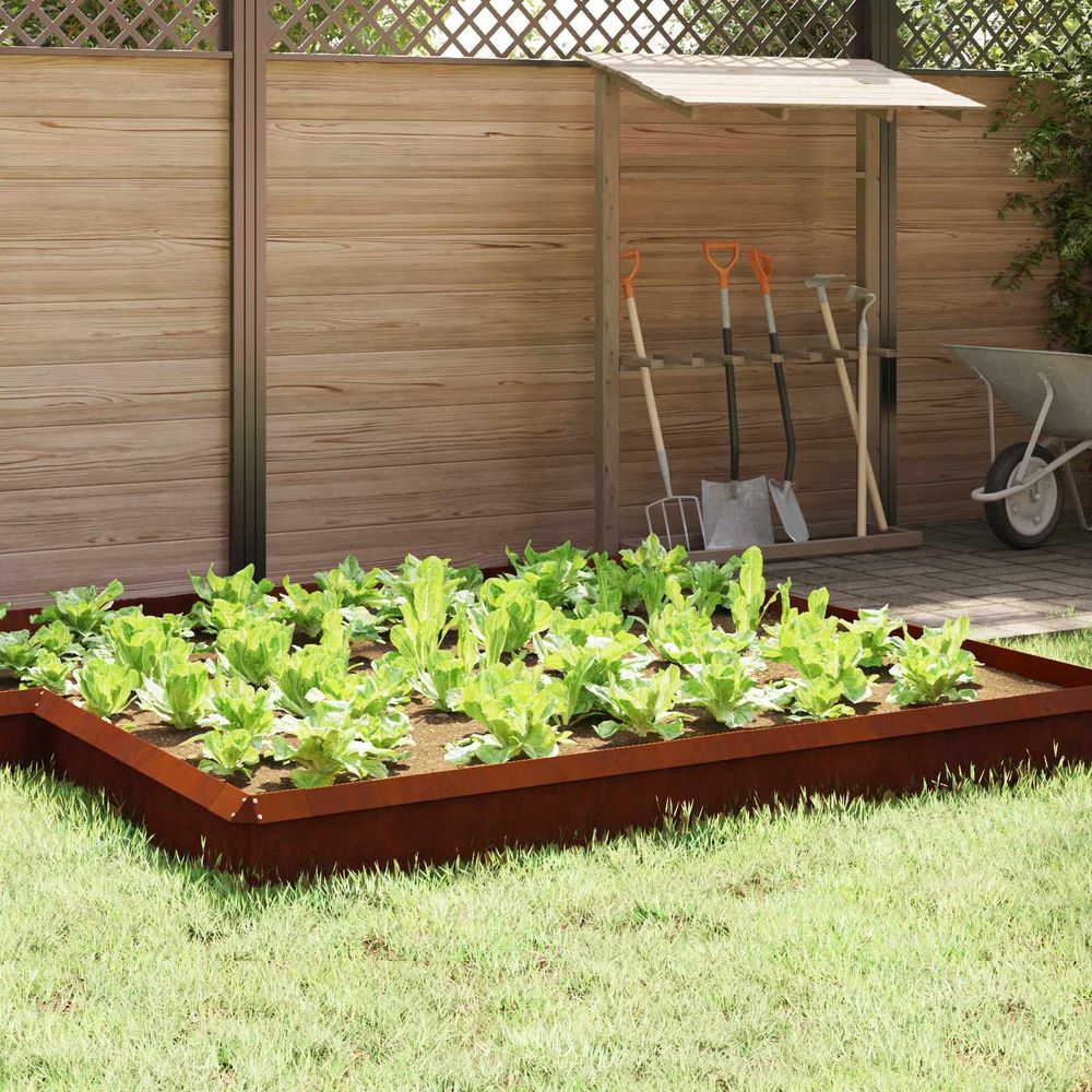 Clôture anti-limaces lot de 4 acier résistant jardin protection plantes 50x25cm marron