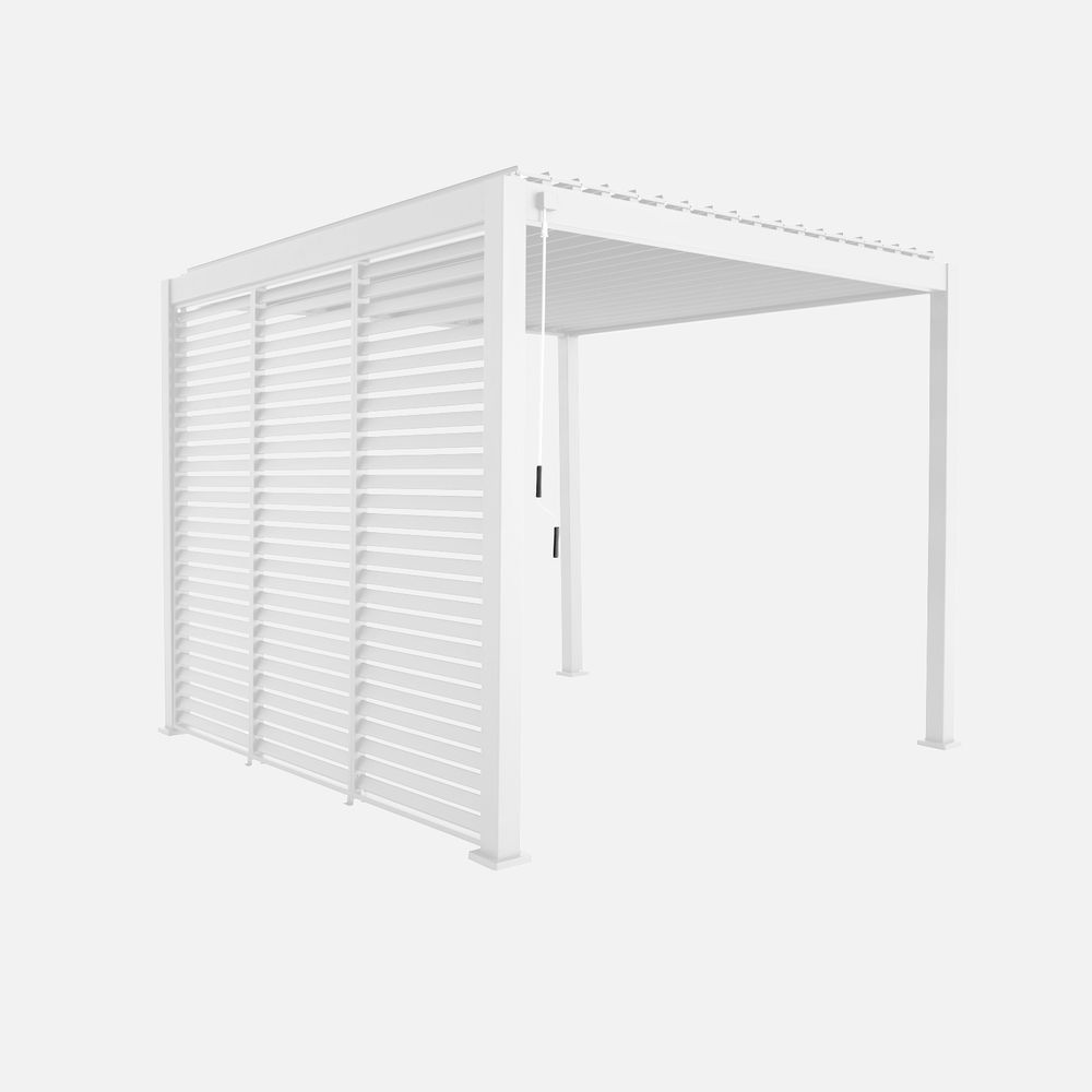 Pergola bioclimatique aluminium 3x3m v2 + 3 persiennes 100 cm triomphe