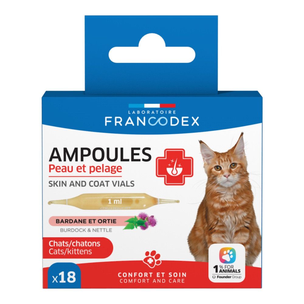 Ampoules peau et pelage 18 x 1 ml pour chatons et chats