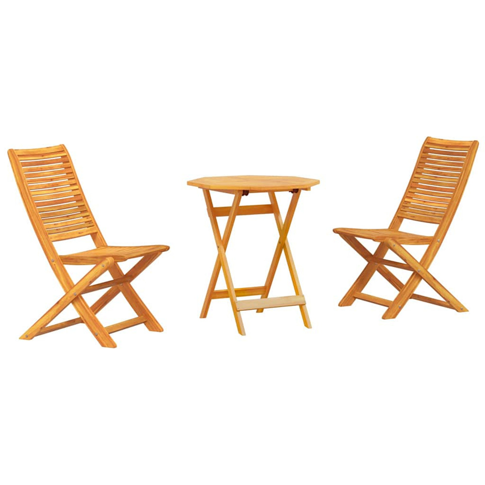 Ensemble bistro pliant 3 pcs marron bois d'acacia massif